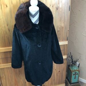 Vtg ILGWU Persian Lamb Coat w/ Mink Fur Collar 50s